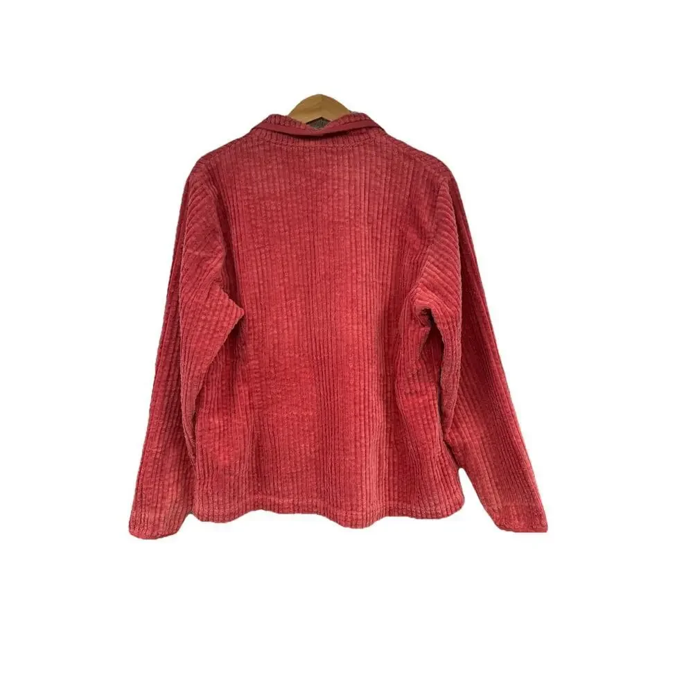Woolrich Ruby Burgundy Full Zip Up Wide Whale‎ Corduroy Jacket Women's Size L